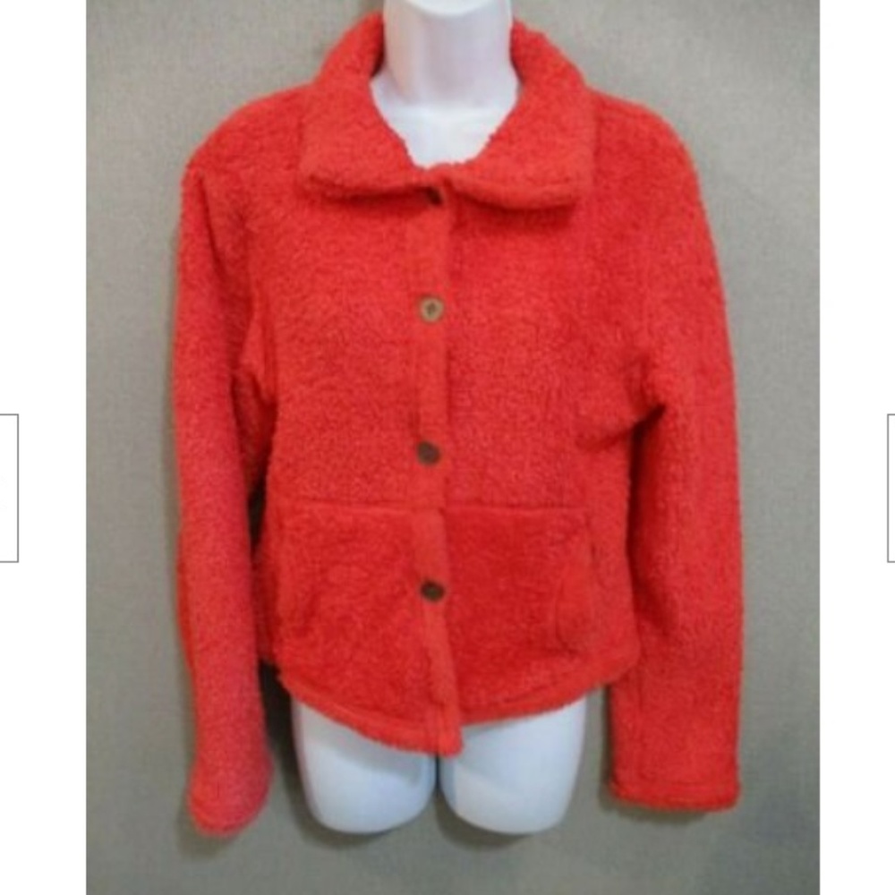 Ojai Teddy Bear Jacket Size Small Bright Orange
